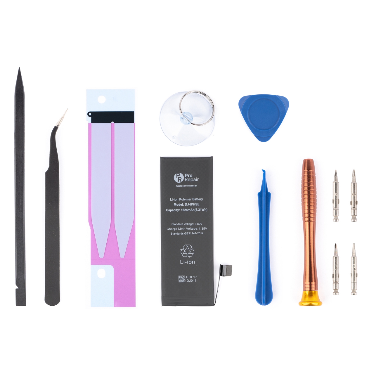 Narzędzia i części do samodzielnej wymiany baterii w iPhone SE 2016