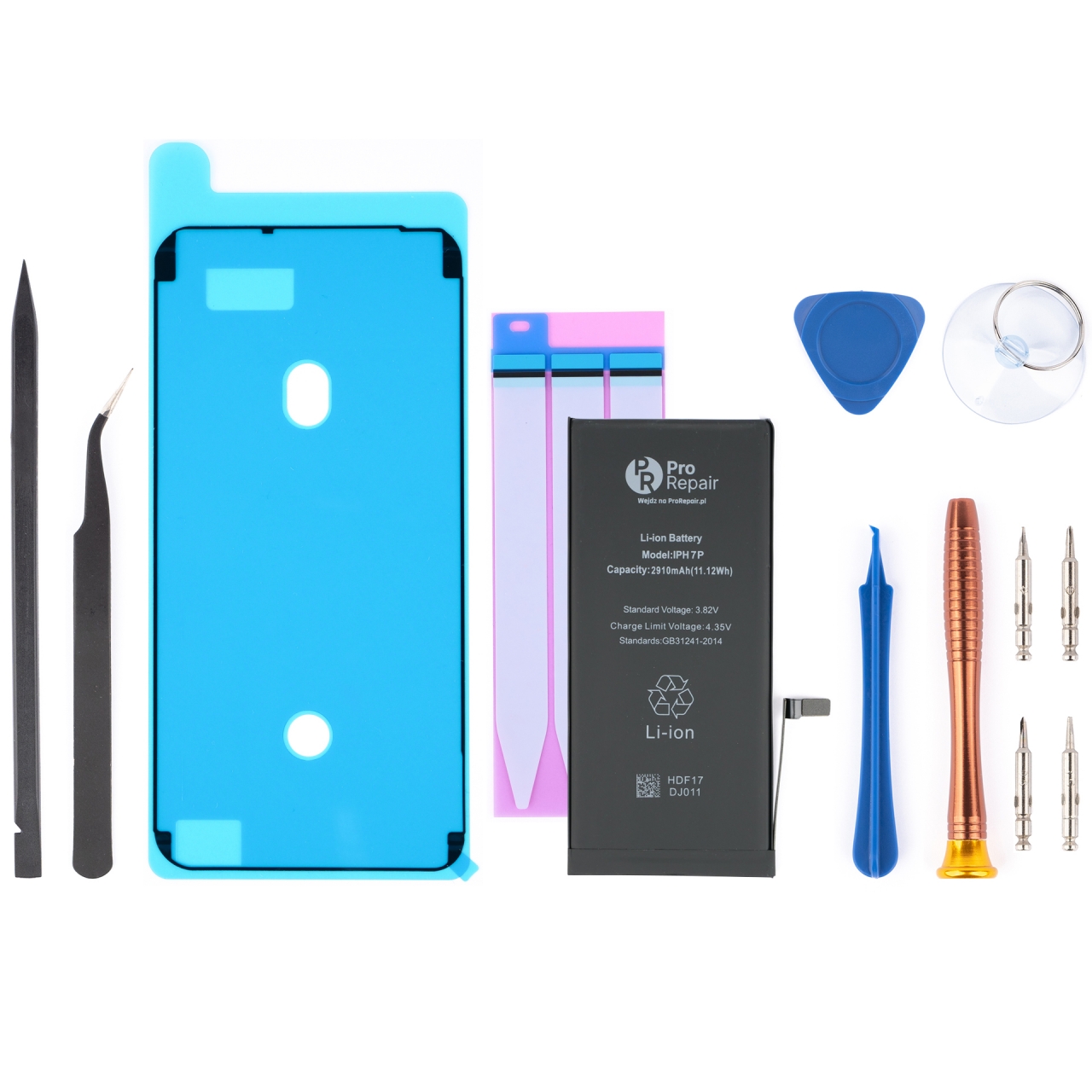 Narzędzia, części i uszczelki do samodzielnej wymiany baterii w iPhone 7 plus